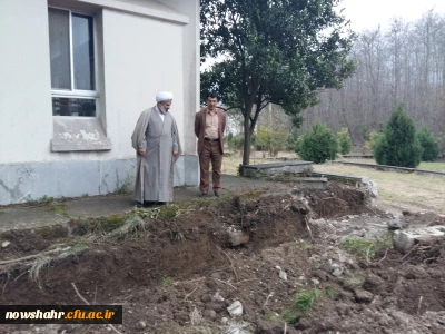 بازدید حجت الاسلام والمسلمین  حاج آقا غلامحسین جعفری مسئول نهاد مقام معظم رهبری از روند پروژه در حال ساخت انتشارات دانشجویی و نماز خانه مرکزآموزش عالی شهید مطهری نوشهر
